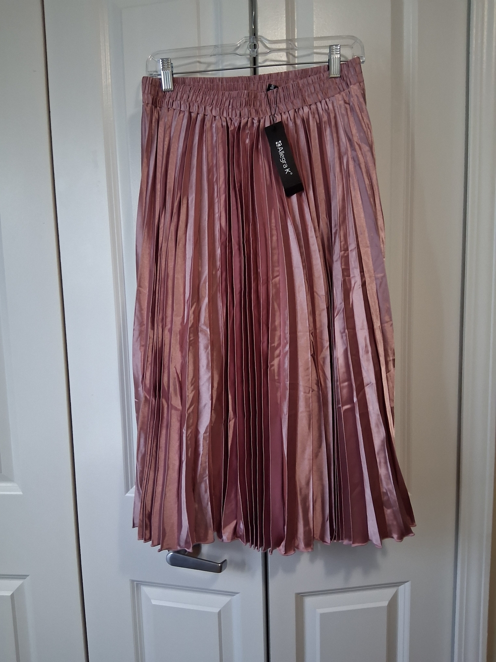 Allegra K Rose Pink Pleated Midi Skirt